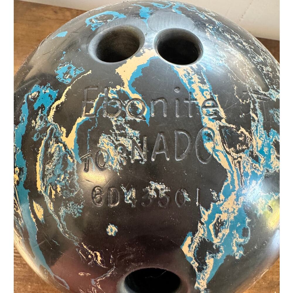 Ebonite Tornado 15.6 lb Bowling Ball w/ Vintage Bowling Bag Ready to Roll 1970s